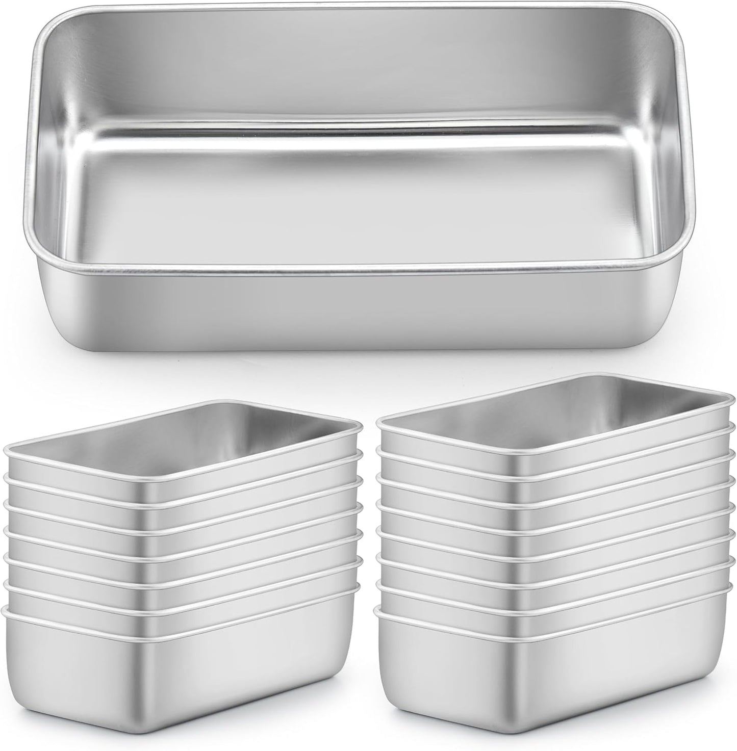 LIANYU 16 Pack 9x5 Inch Loaf Pans for Bread Baking, Stainless Steel Bread Baking Pans, Small Loaf Tins for Homemade Brownies and Pound Cakes, Dishwasher Safe