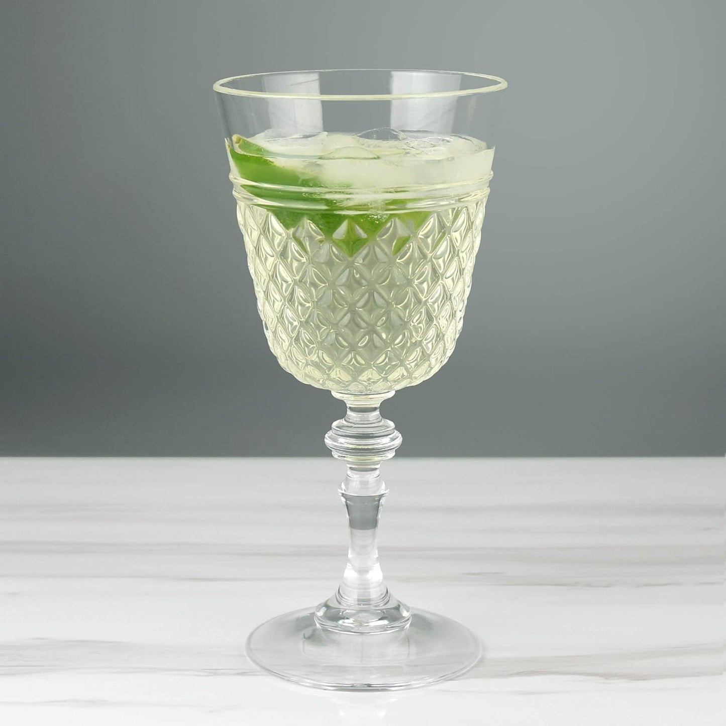 PG Plastic Wine Glasses 15oz - Set of 4 Clear Acrylic Water Glasses - Plastic Tumblers, Safe & Reusable, Drinkware for Indoor & Outdoor Glassware