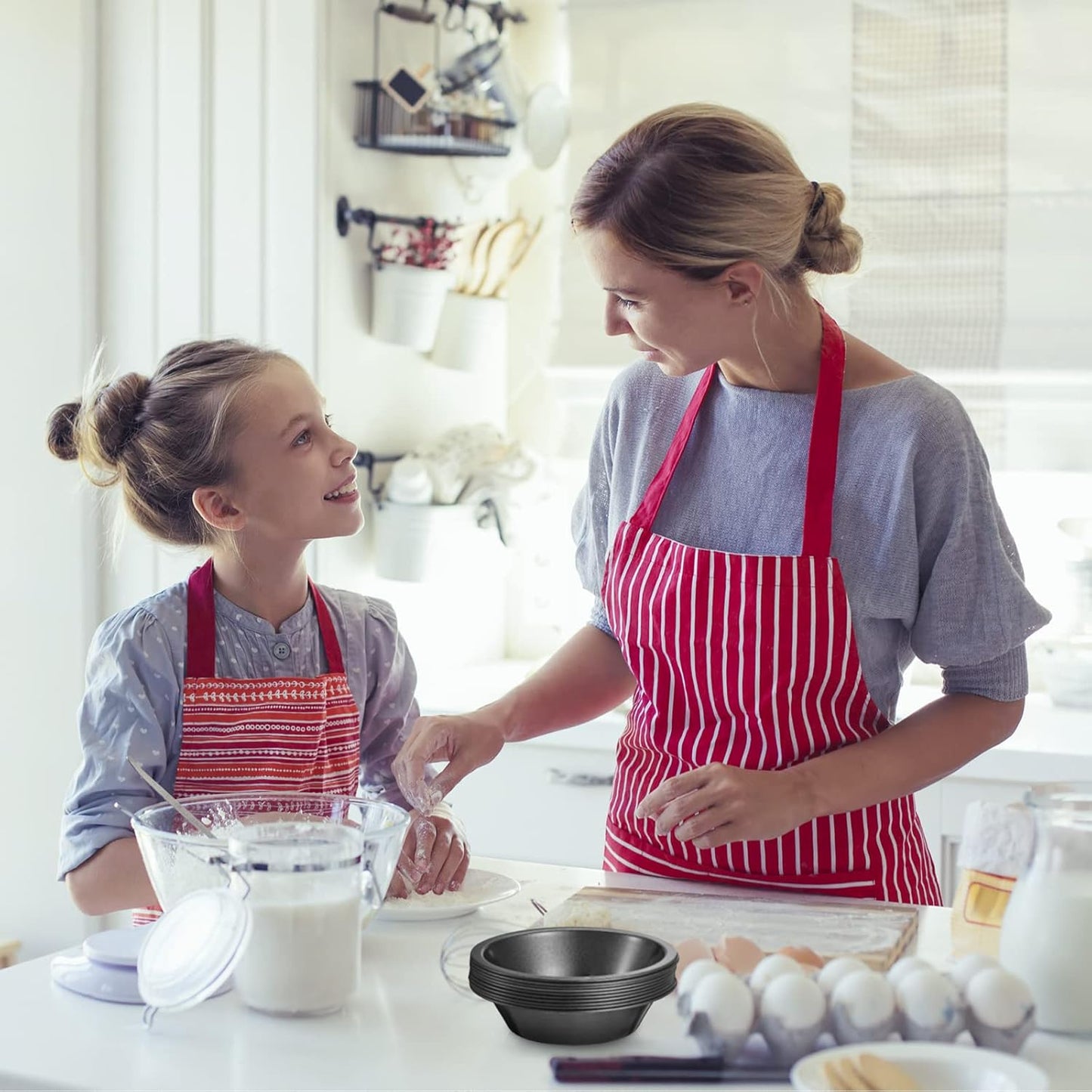 8 Pcs mini pie tins 4 inch Pie Pan Dish for Baking Carbon Steel Pizza Nonstick Plate Bakeware Set Oven Air Fryer Cake Bread Meat