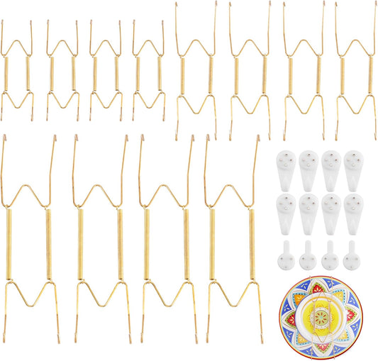 12 Pack 6/8/10 Inch Decorative Plate Medium Plate Hangers for The Wall, Invisible Stainless Steel Wall Hangers for Display with Hooks, for Platter/Dish/Picture