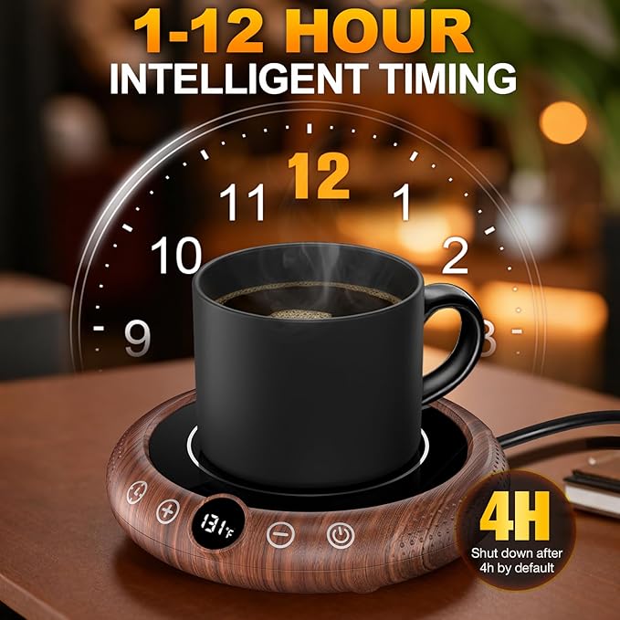 Mug Warmer, 36W Coffee Cup Warmer for Desk with Temperature Display 8-Temp Settings Controlled Heating Coffee Candle Warmer Plate for Beverage Gifts Accessories for Women Men (No Mug)