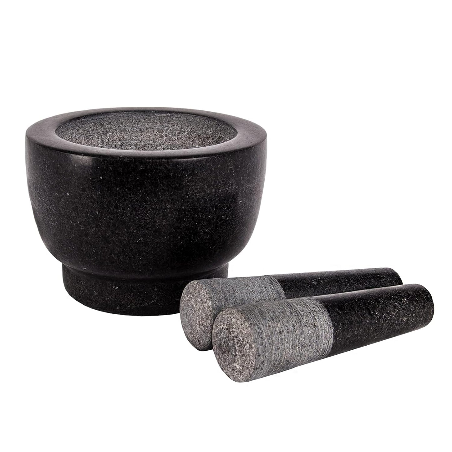 Mortar and Pestle Set,Heavy Duty,Unpolished Granite,6Inch-2Cup Capacity,Grinder for Spices and Seeds,Grinding,Crushing and Mashing Spices,Nuts,for Guacamole,Garlic Sauce,Black..