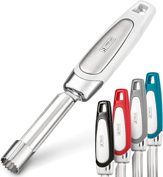 Orblue Premium Apple Corer Tool - Durable Stainless Steel Fruit Core Extractor Tool - Apple Corer Remover, White