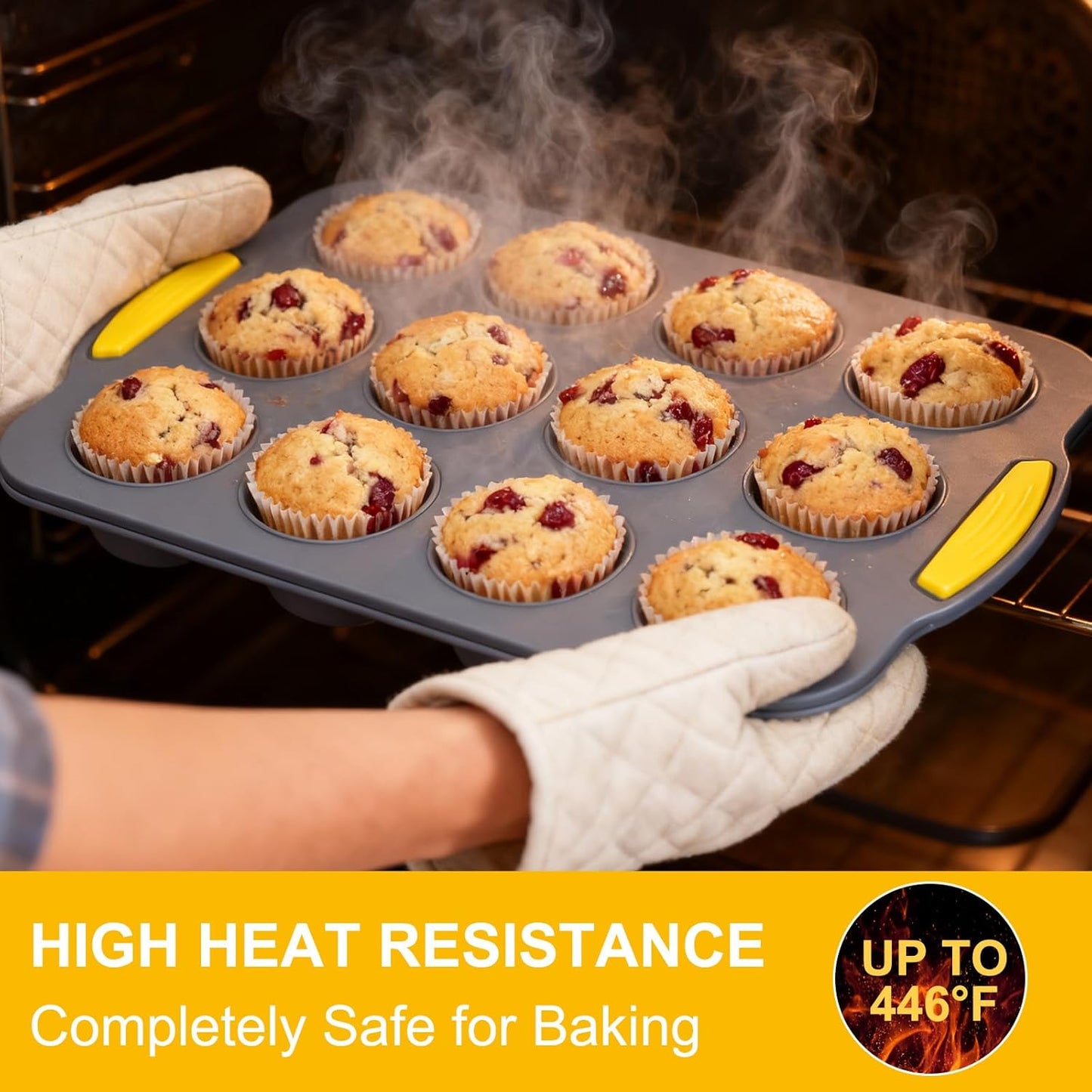 2Pack Silicone Muffin Pan 24 Cups for Baking - Nonstick Cupcake Pan Muffin Tray, Dishwasher Safe Muffin Liners for Homemade or Professional Baking