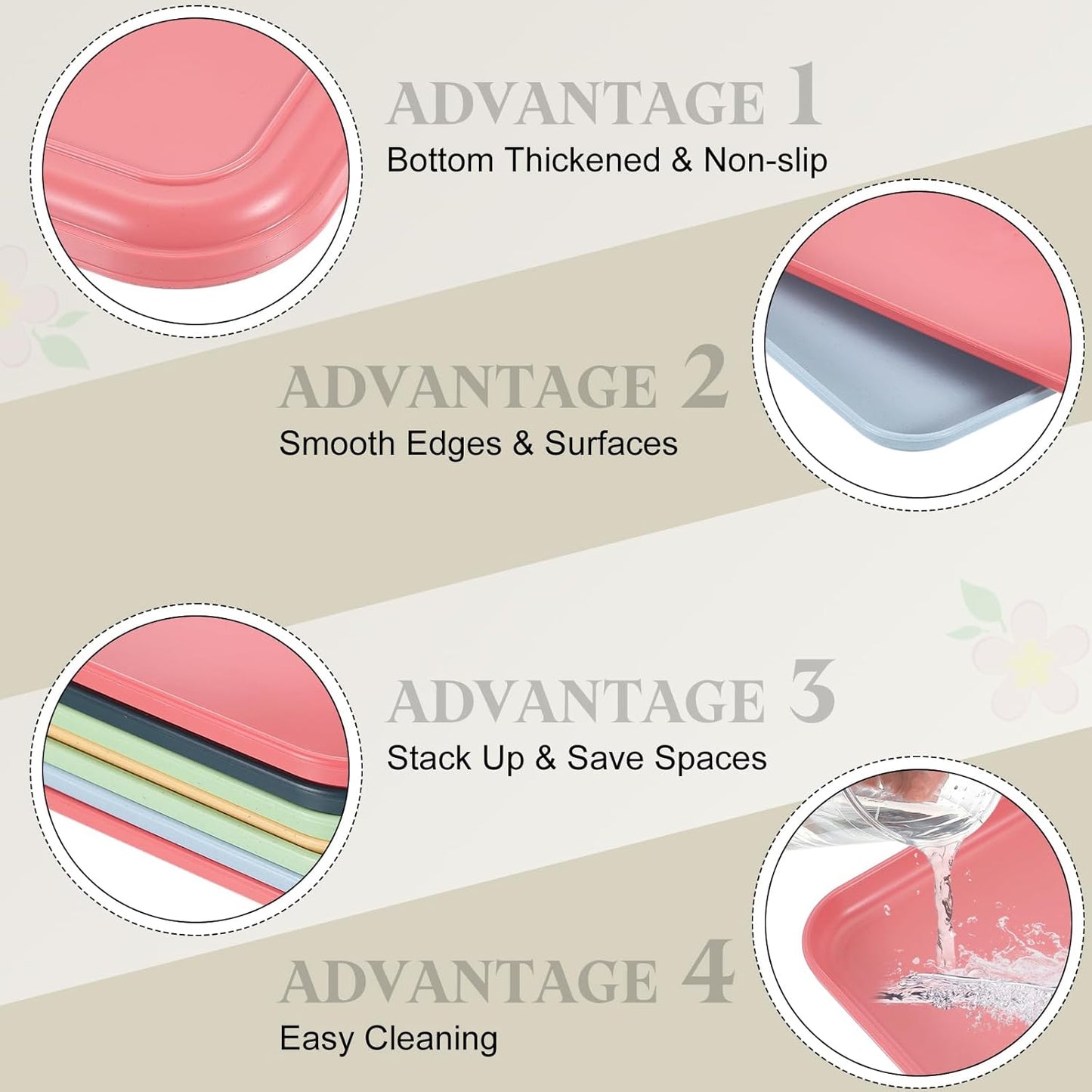 uxcell 2Pcs Plastic Serving Trays, 12.2 x 8.7 Inch Rectangle Food Trays Serving Cafeteria for Kitchen Restaurant Coffee Fruit Burger Lunch Dessert, Red