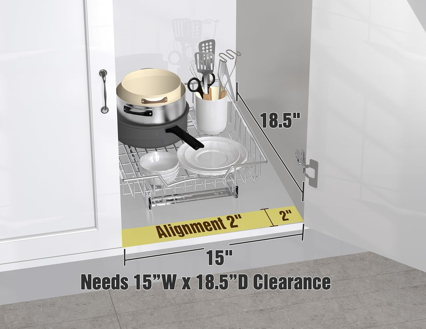 Simple Houseware Under Cabinet Pull Out Sliding Shelf Drawer Organizer, 17" D x 13" W