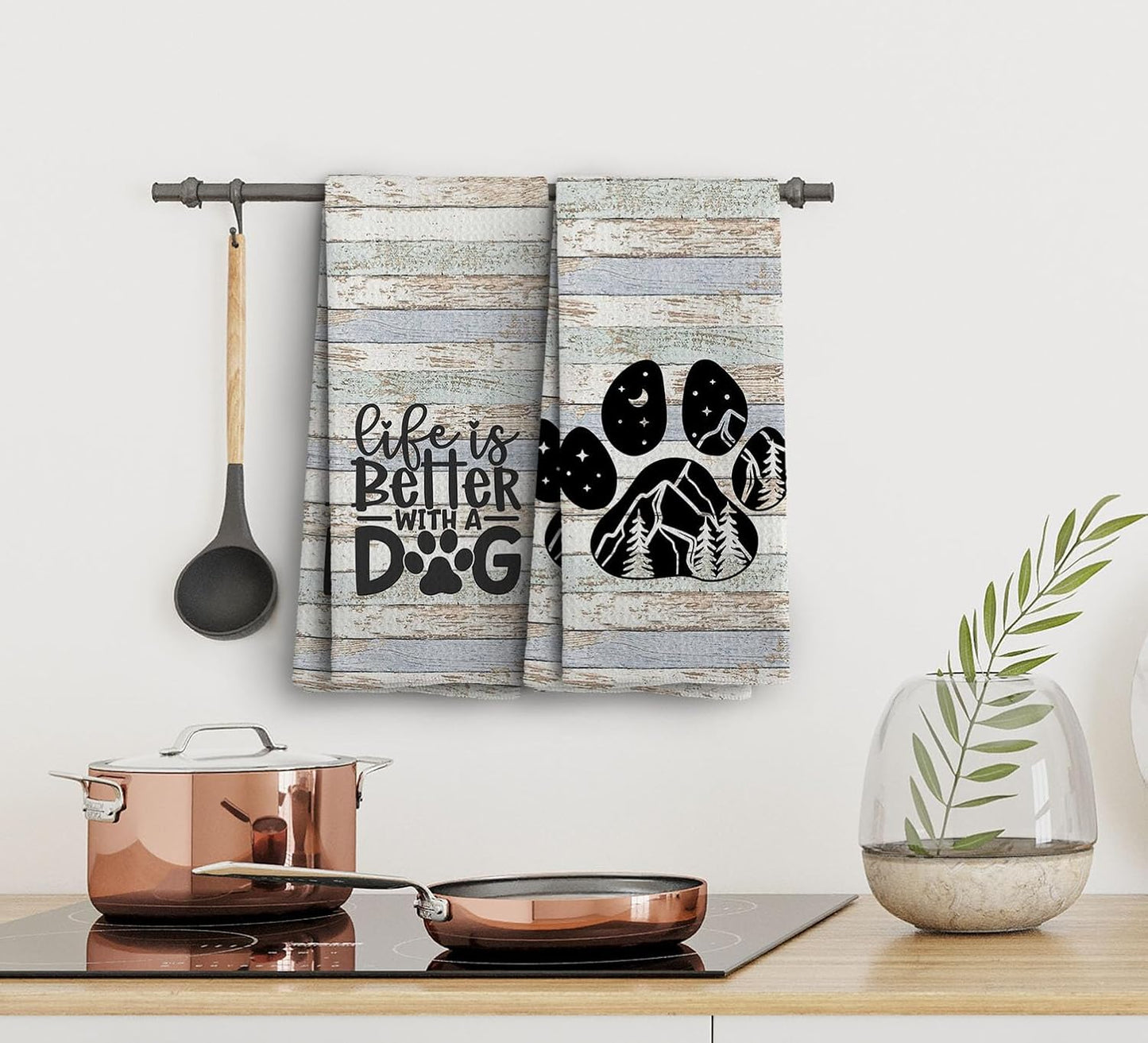 Dog Towel - Life is Better with A Dog Kitchen Towels & Dishcloths Set of 2, 1624 Inches