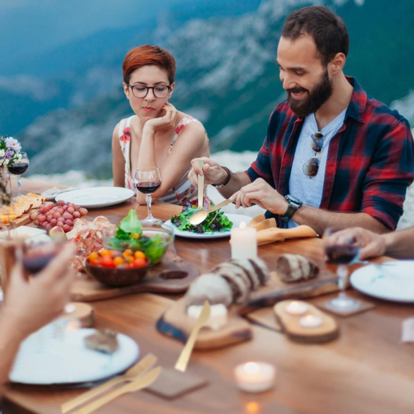 Bamboo Utensils -100 PK (50 Forks 25 Spoons 25 Knives) 6.7" Compostable Forks Spoons Knives Disposable Bamboo Cutlery Set Biodegradable Eco Friendly Flatware Renewable