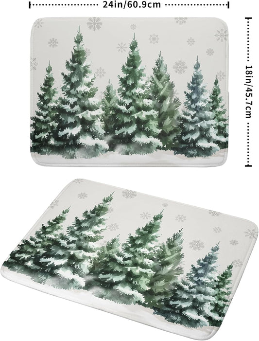 Christmas Pine Tree Dish Drying Mat for Kitchen Counter 18x24 Inch Winter Decorative Dishes Mats Winter Absorbent Reversible Kitchen Drainer Pad Christmas Decorations Fast Dry Tableware Dishes Pad