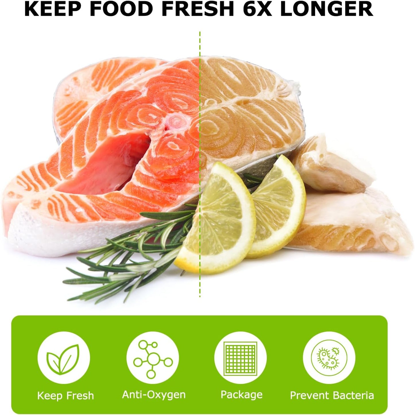 Bonsenkitchen Precut Vacuum Bags 100 Quart 8" x 12", BPA Free, Commercial Grade Textured Food Sealer Bag, Thick Embossed Bags for Storage and Sous Vide Cooking VB3205