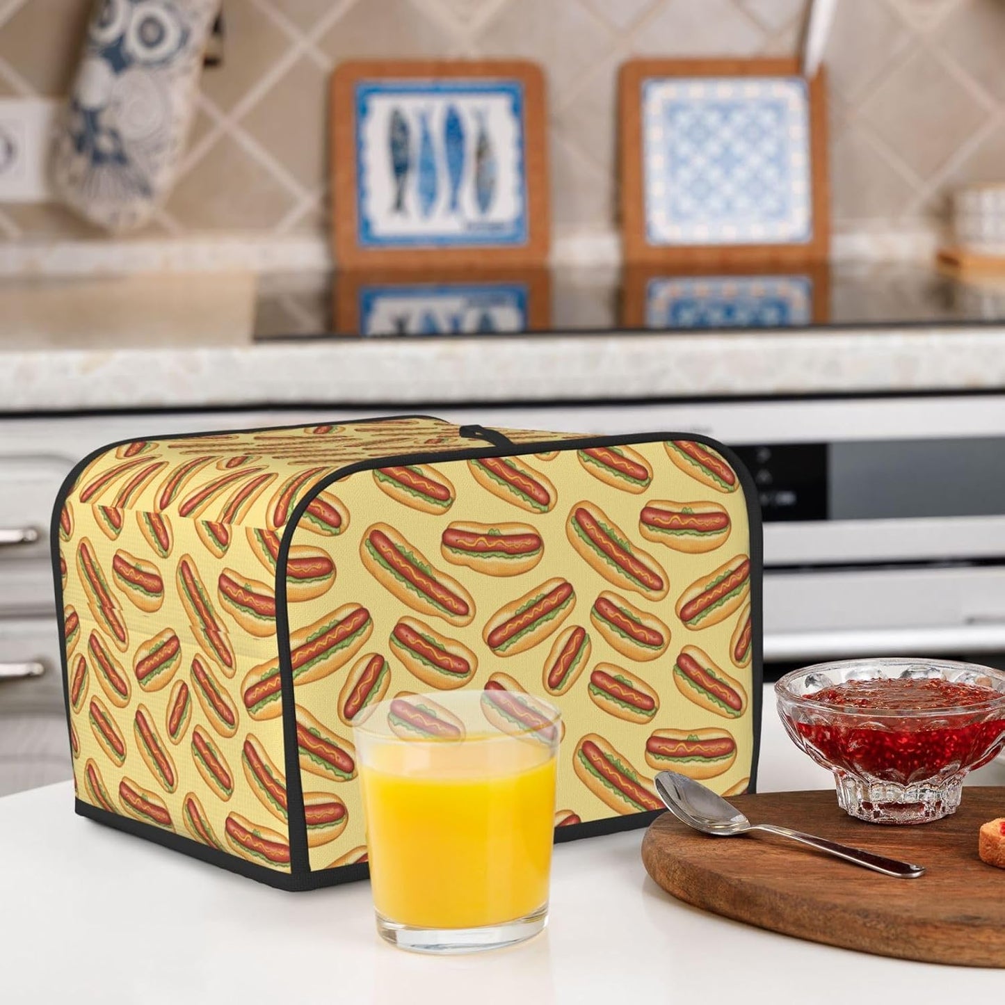 Toaster Cover 4 Slice Hotdogs Kitchen Small Appliance Covers with Pockets Dust and Fingerprint Protection