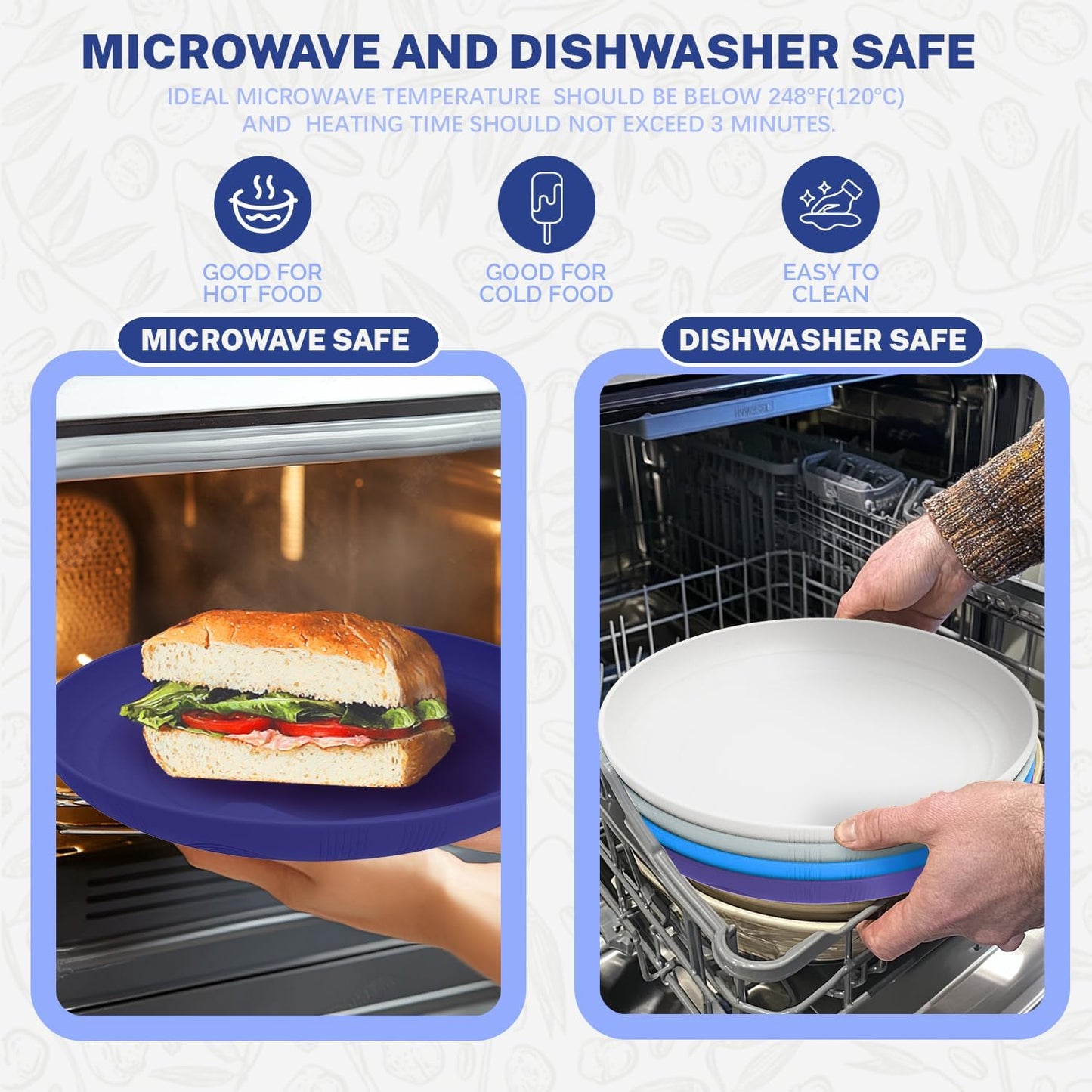 Homienly Deep Dinner Plates Wheat Straw Plates Unbreakable Plate Set 10 Inch Alternative to Plastic Plates Lightweight Dishwasher Safe Plate for Salad, Deesert, Dinner Set of 4 - Island Color