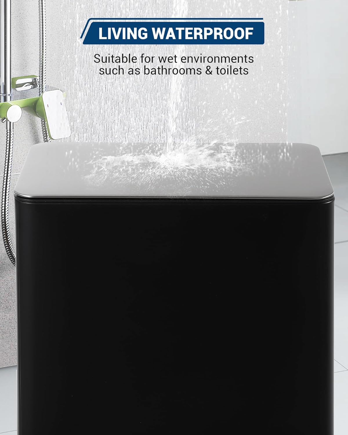 4 Gallon Stainless Steel Trash Can with Soft Close Lid, Step-on Bathroom & Kitchen Garbage Bin, Compact Slim Design with Removable Inner Bucket for Office, Living Room