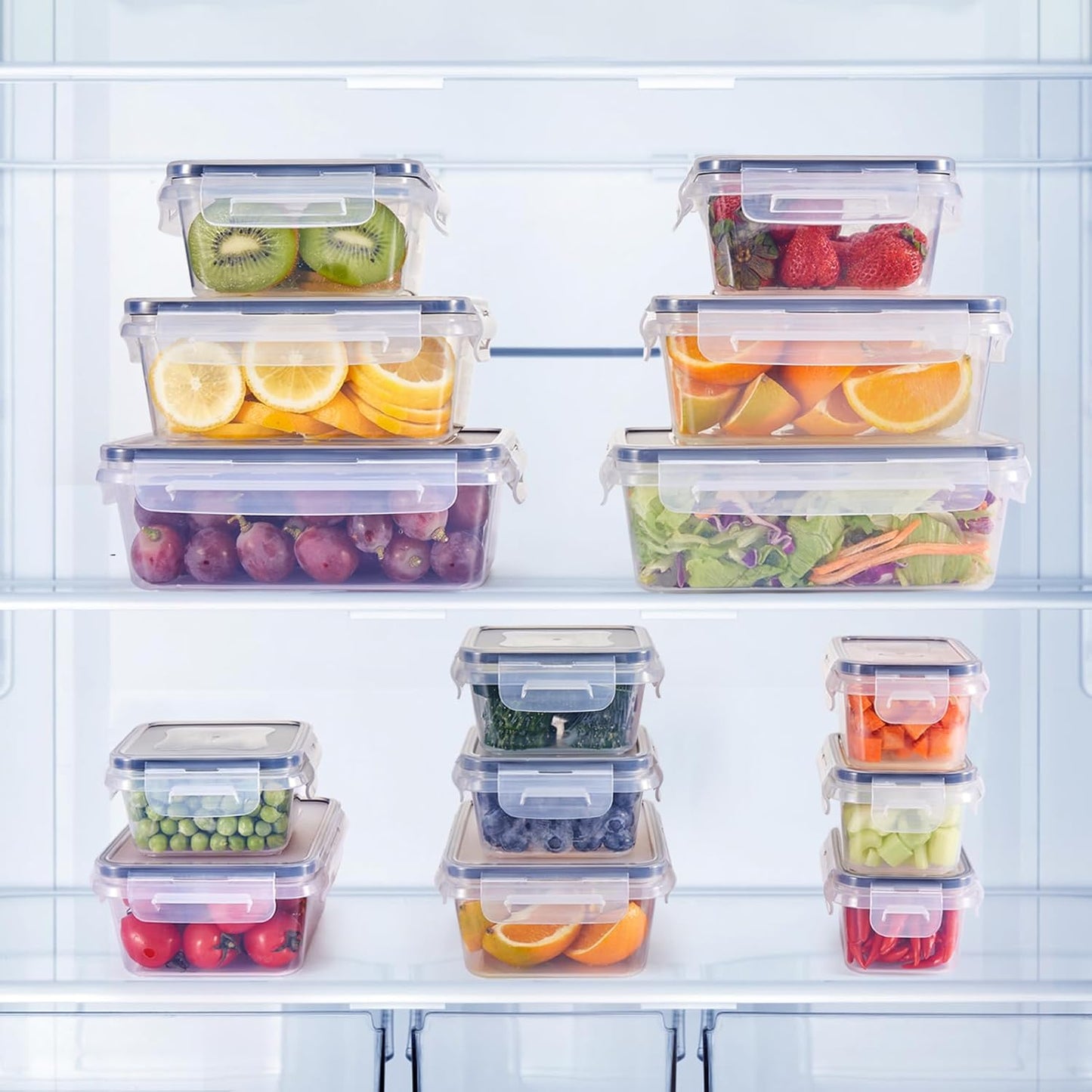 24-Pack Food Storage Container Set kitchen organizers Meal Prep Containers Lock Lids Reusable Plastic Lunch Box Snack Salad Containers 12 Boxes and 12 Lids Pantry and Kitchen Organization