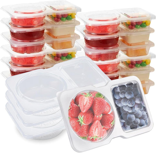 20Pcs Snack Pack Containers, Reusable Snack Containers with Lids for Kids and Adults, 2 Compartment Snack Containers for On-the-Go Meals and Camping, BPA-Free