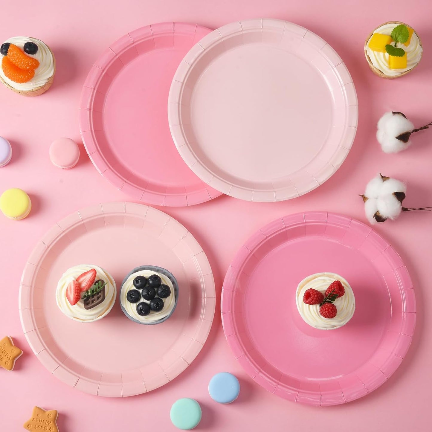 48 Pcs Pink Party Disposable Paper Plates, 9" Cute Pink Dessert Baby Bridal Shower Dinner Birthday Cake Paper Plates for Party Bridal Baby Girl Shower Wedding Supplies