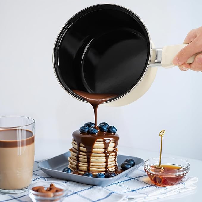 ZOOFOX Ceramic Sauce Pan with Lid, 1.5 Quarts Nonstick Small Cooking Pot with Stay-Cool Handle, Kitchen Non Toxic Soup Pot for Multipurpose Use, PTFE, PFOA and PFAS Free, Compatible All Stovetops