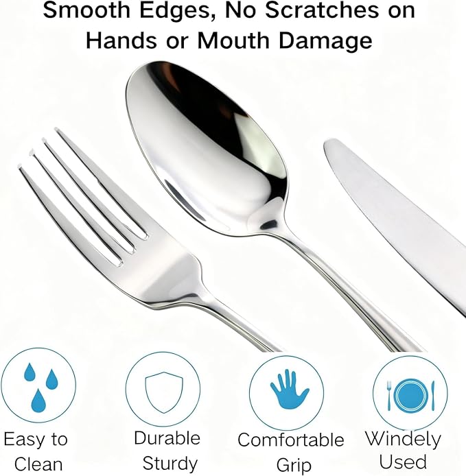 36 Piece Silverware Set,MASALACO 6-Piece Stainless Steel Cutlery Set-Knife Fork Butter Knife and Spoon,Mirror Finish,Suitable for Home Restaurant Hotel Kitchen Utensils,Dishwasher Safe