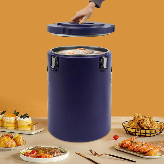 DYNAMI Large Insulated Food Container, Portable Commercial Food Warmer Insulated Soup Container Cold Hot Box for Catering,Stainless Steel Inner Liner, Sealed and Leak-proof (Blue, 9.3 Gal)