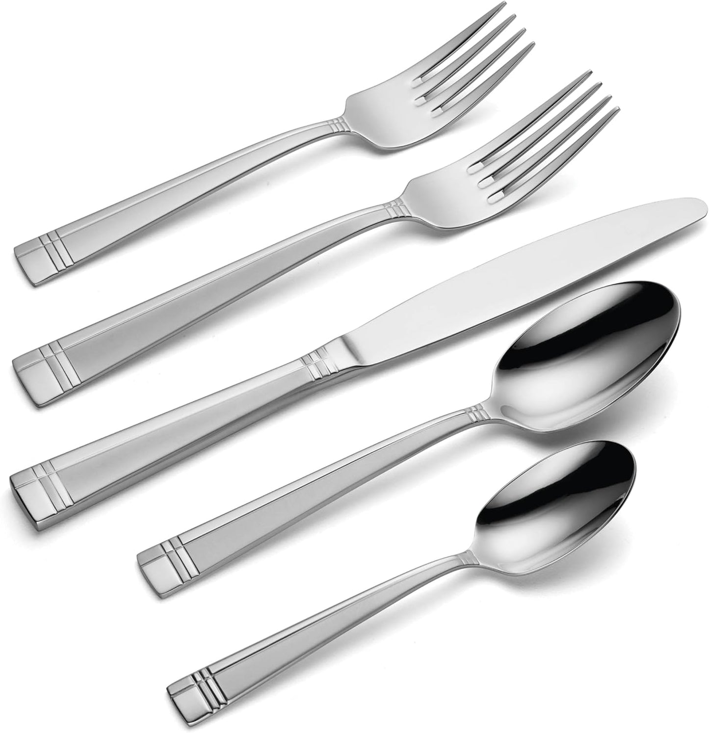 Oneida T078045AL20 Amsterdam 45 Piece Everyday Flatware Set, Service For 8