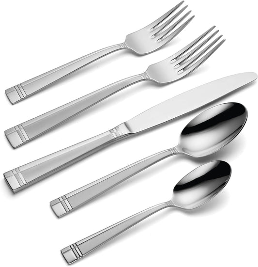 Oneida T078045AL20 Amsterdam 45 Piece Everyday Flatware Set, Service For 8
