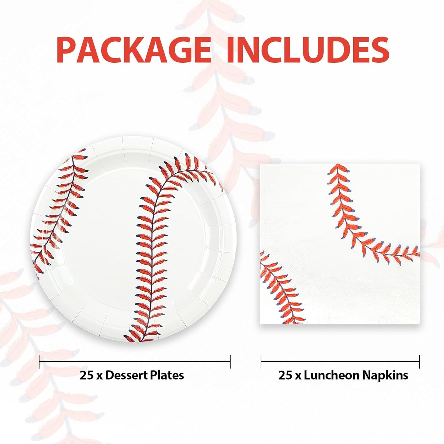 50 Pcs Baseball Plates and Napkins Party Supplies, Baseball Themed Birthday Party Decorations 7Inch Dessert Plates Disposable Paper Dinnerware Tableware Set Party's Favors