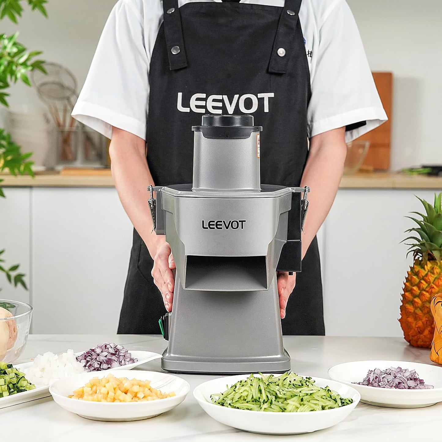 Commercial Vegetable Chopper 200W, Electric Food Processor for Slicing Dicing Shredding, Professional Veggie Cutter for Restaurant, Hotel School, Cafeteria, French Fry, Cheese Grater