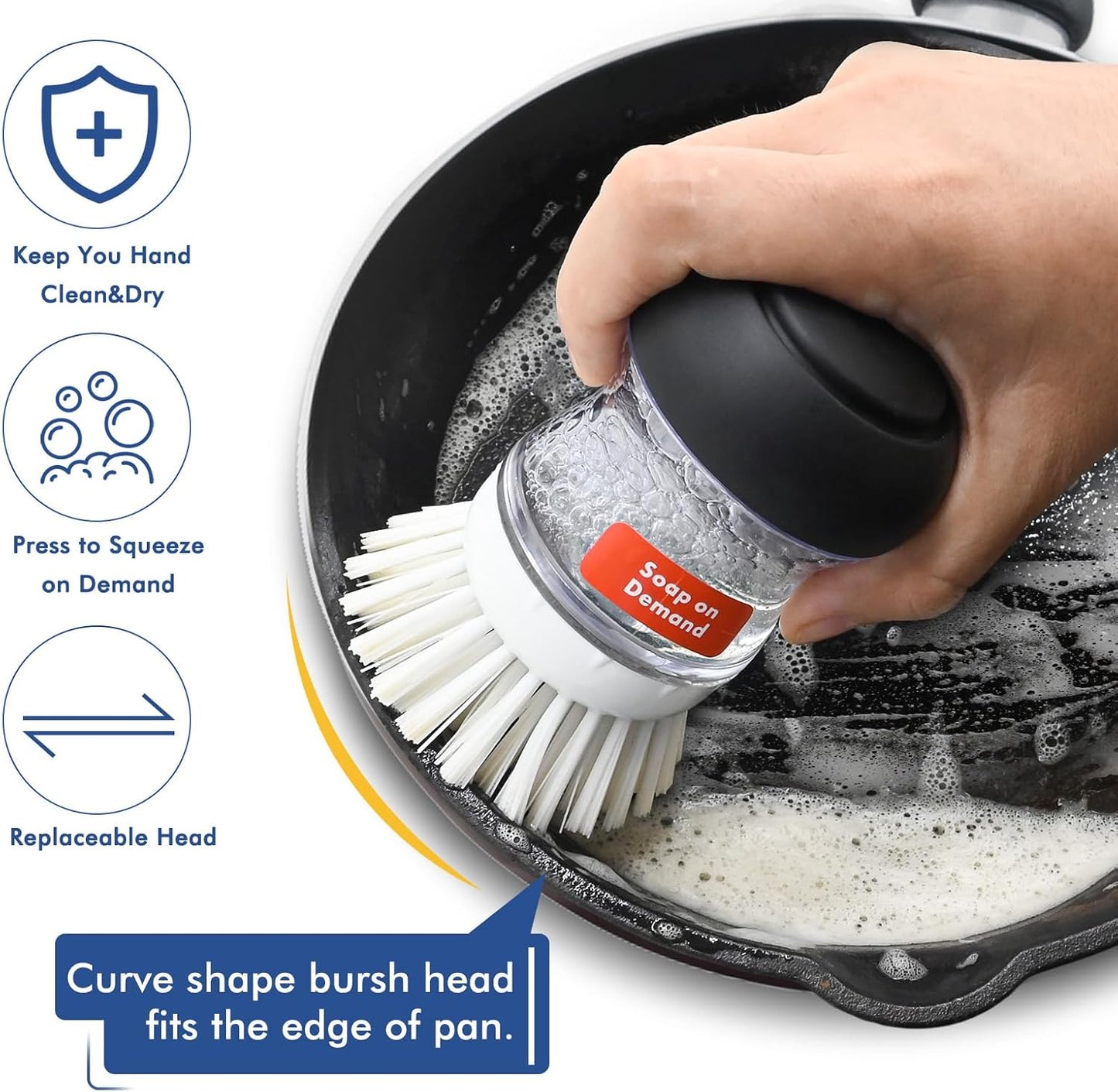 Palm Brush Refills for OXO Soap Dispensing Dish Brush - 6 Pack Cleaning Replacement Brush Head for OXO Palm Brush