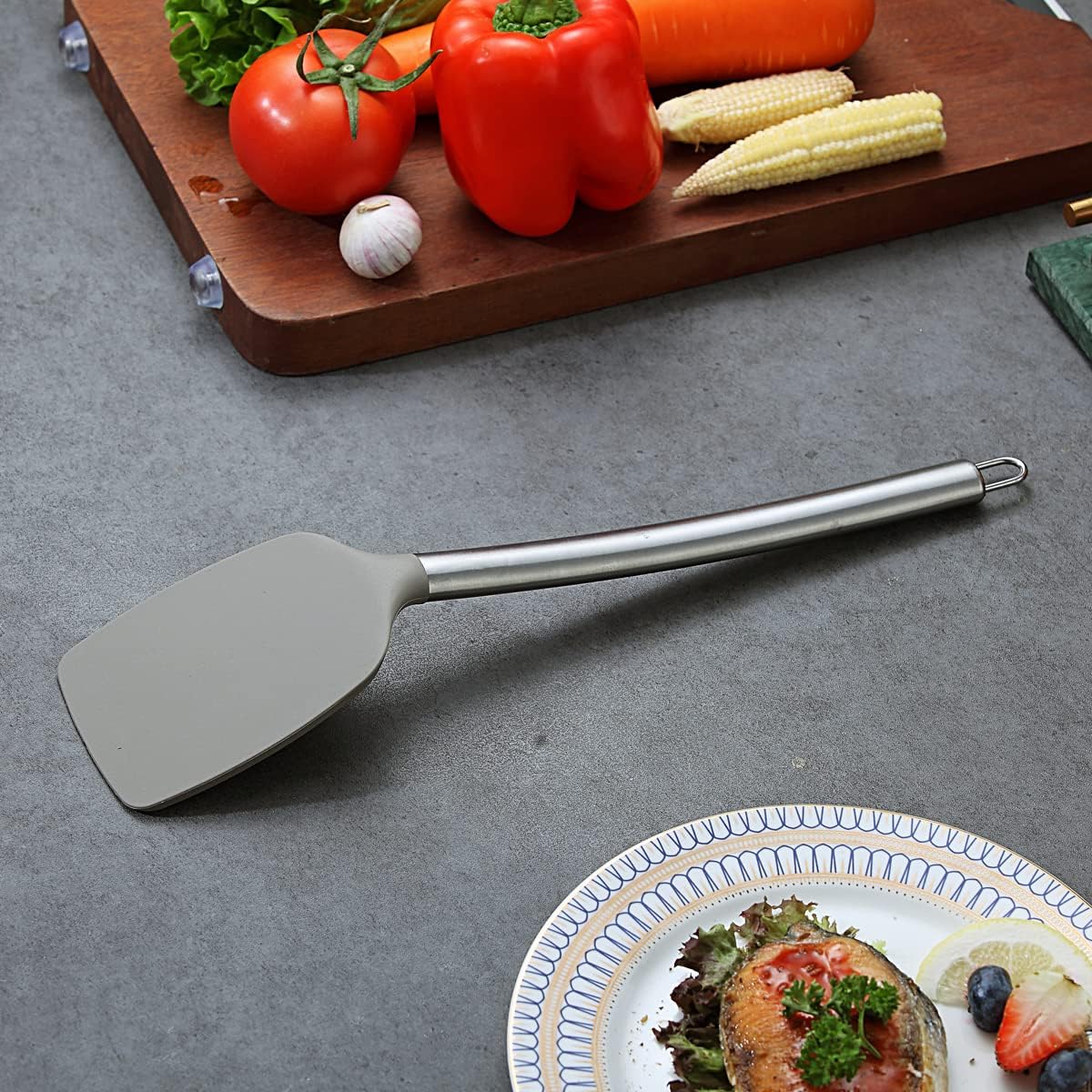 Berglander Spatulas, Non-stick Silicone Solid Turner,Barbecue Spatulas Turner For Cooking, Kitchen Dishwasher Safe, Easy to Clean