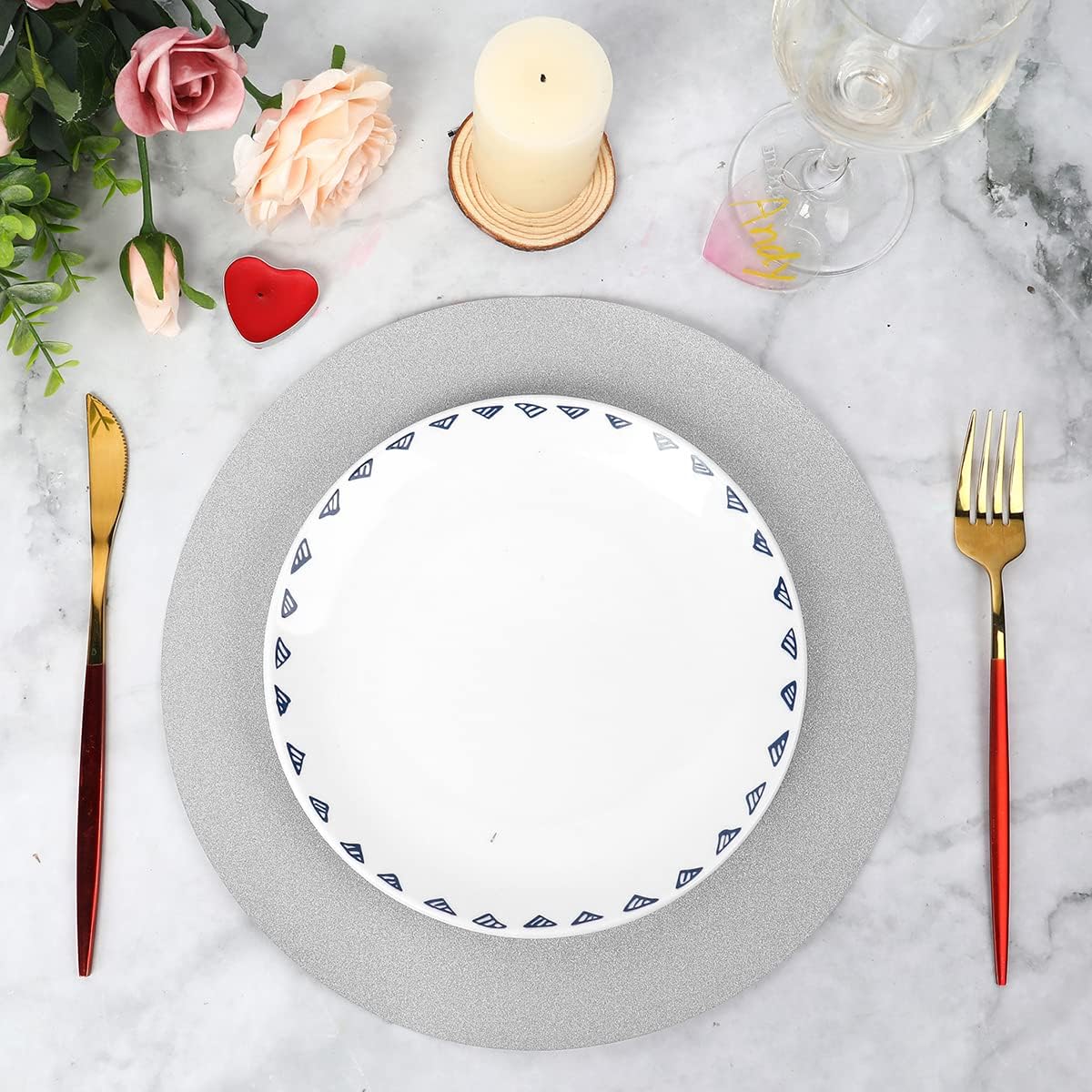 50 Pieces Silver Glitter Paper Place Mats Sparkle Round Disposable Table Mats Silver Sequin Doilies Decorative Placemats for Wedding Banquet Party Home Dining Tableware