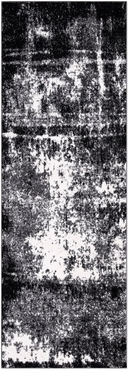 Keen Home Design Area Rugs - 2x20 Non-Shedding, Abstract Rugs for Kitchen, Living Room, Bedroom, Dining Room, Entryway - Size: 2'8" x 20', Abstract Black
