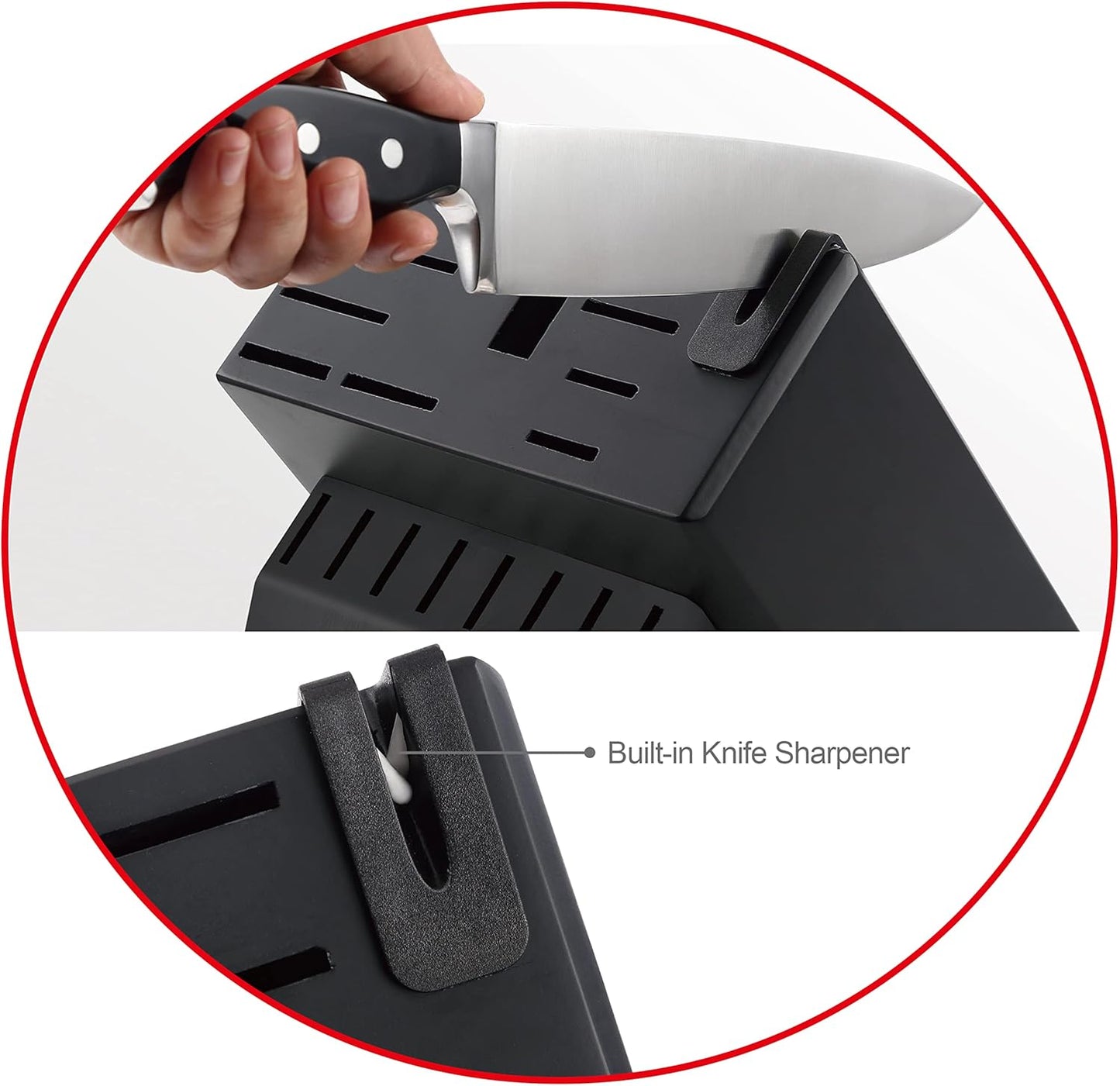 McCook® Black Knife Sets, German Stainless Steel Forged Kitchen Knives Block Set with Built-in Knife Sharpener