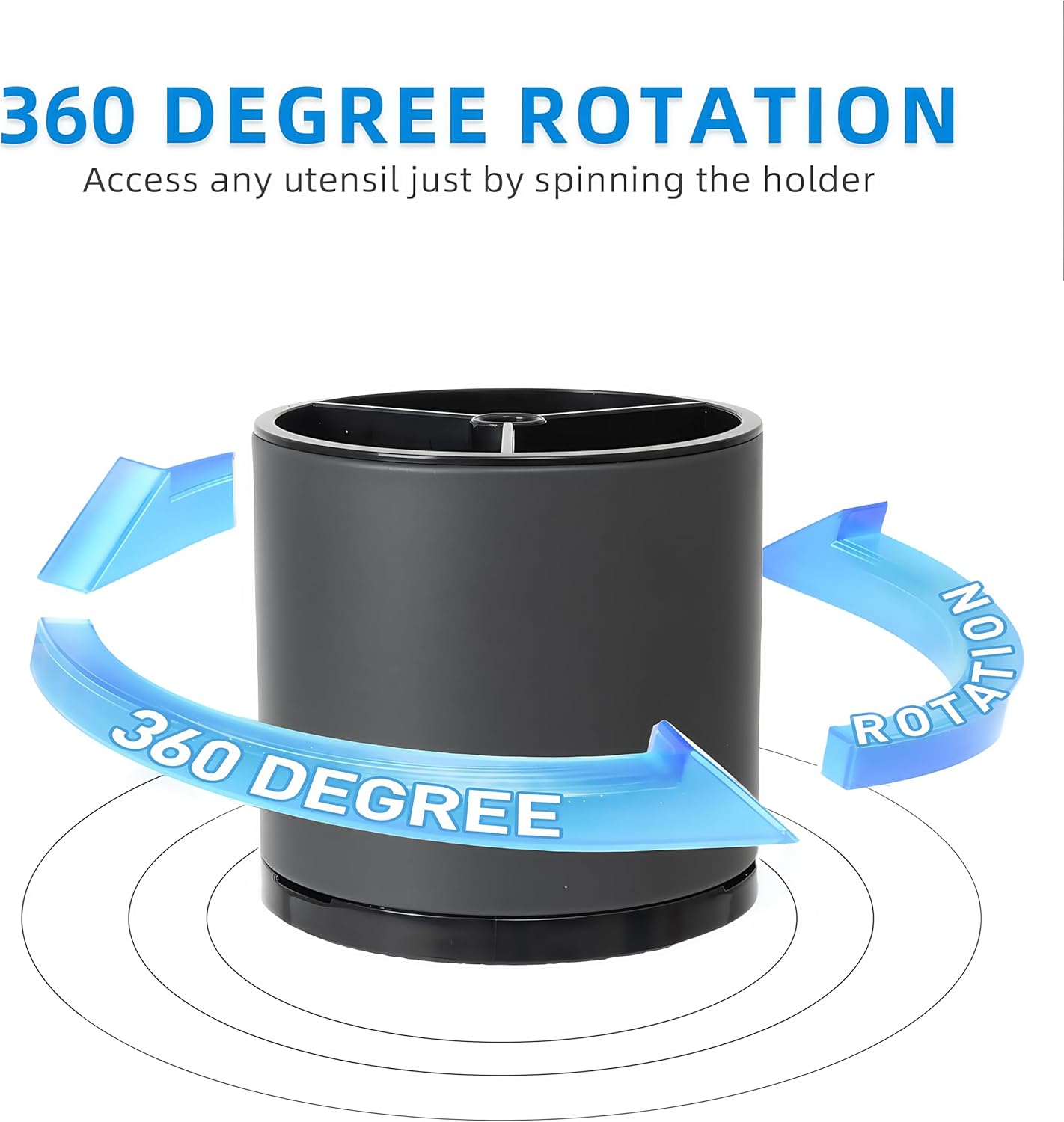 Utensil Holder,360°Rotating Kitchen Utensil Holder For Counter,Cooking Silverware Organizer Stainless Steel Caddy Flatware Spoon Spatula Tool Cutlery Container