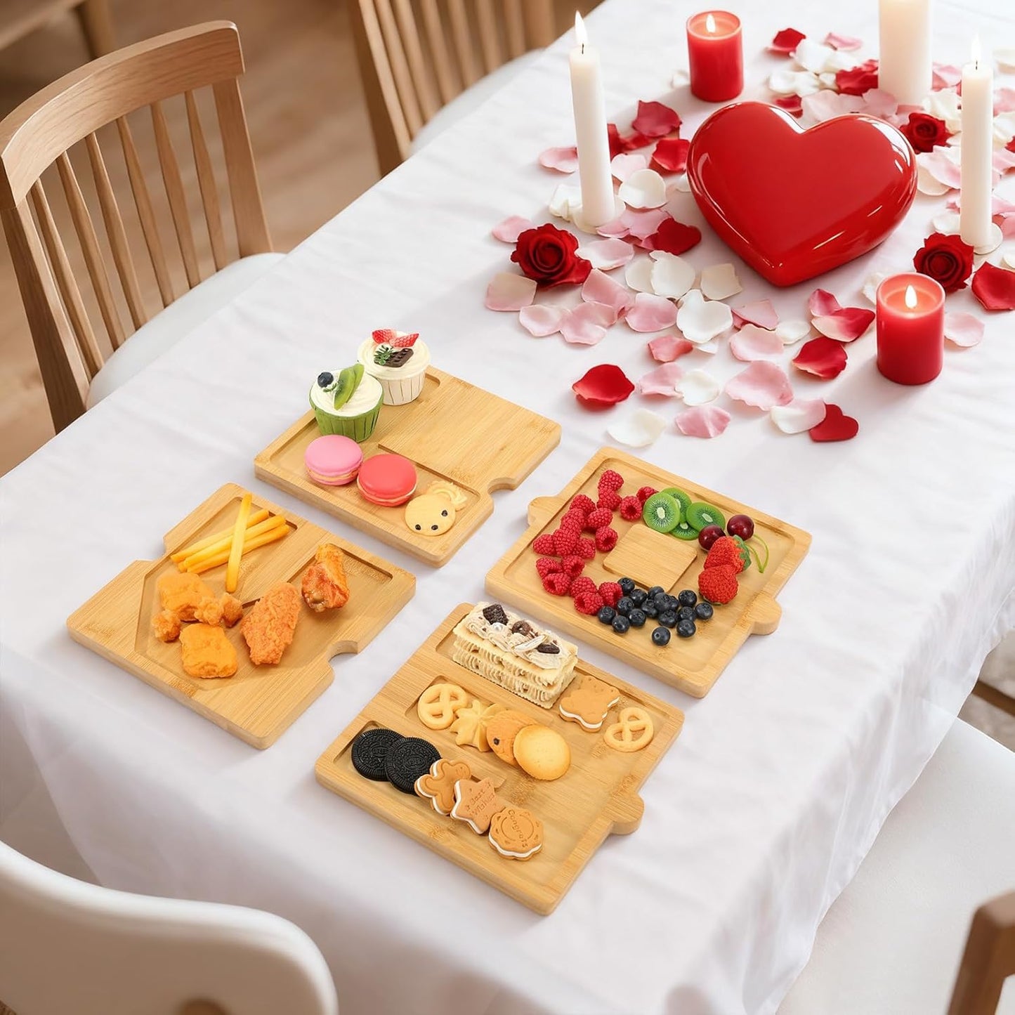 4PCS Charcuterie Letter L O V E Fillable Trays, Letter Trays for Food, Wood Letter Charcuterie Board Candy Tray for Wedding Party, Kitchen Decor