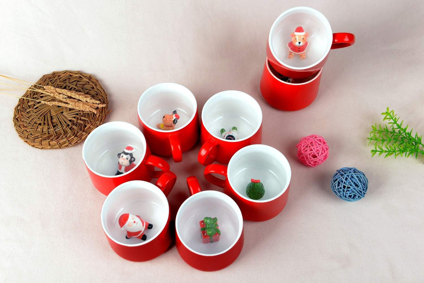 Surprise 3D Coffee Mug Santa Claus Inside,12 oz Cute Handmade Ceramics Cup,Christmas Birthday Surprise for Friends Family or Kids (Santa Claus)