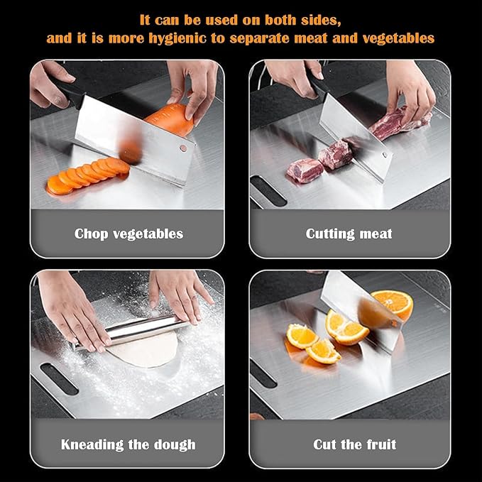 Premium Pure Titanium Cutting Board for Kitchen New Upgrade Double Sided Dust-free Cutting Board,Hygiene Durable Dishwasher Chopping Board for Meat, Vegetables & Fruits (S - 1Pack)