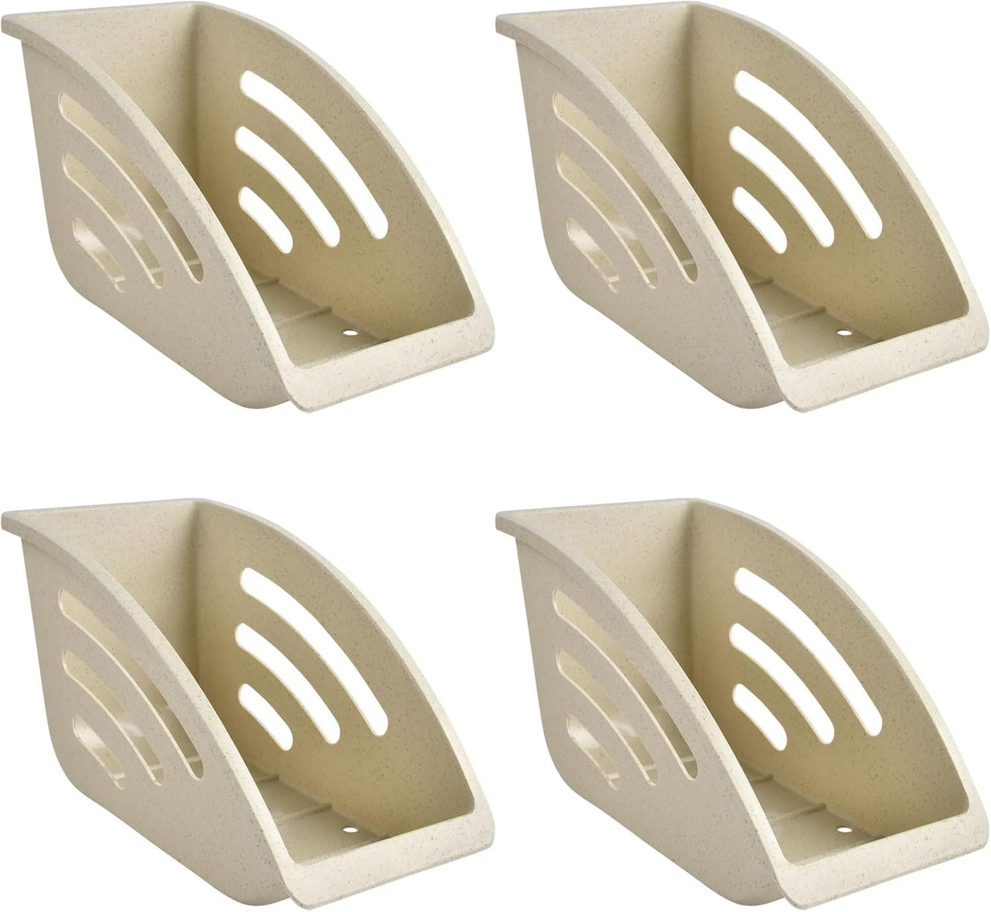 4 Pcs Paper Plate Holder,10 Inch Plastic Paper Plate Dispenser, Dinner Plate Organizer for Countertop, ReusablePlate Storage Rack for Kitchen Cabinet