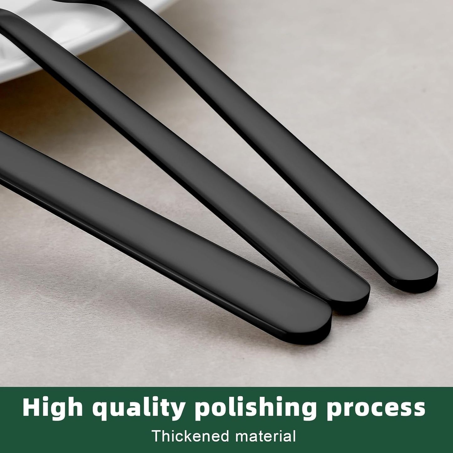 24 Pcs Black Silverware Set with Steak Knives, Food-Grade Stainless Steel Flatware Cutlery Set for 4, Mirror Polished Tableware Eating Utensils Set for Kitchen, Knife Fork Spoon Set, Dishwasher Safe