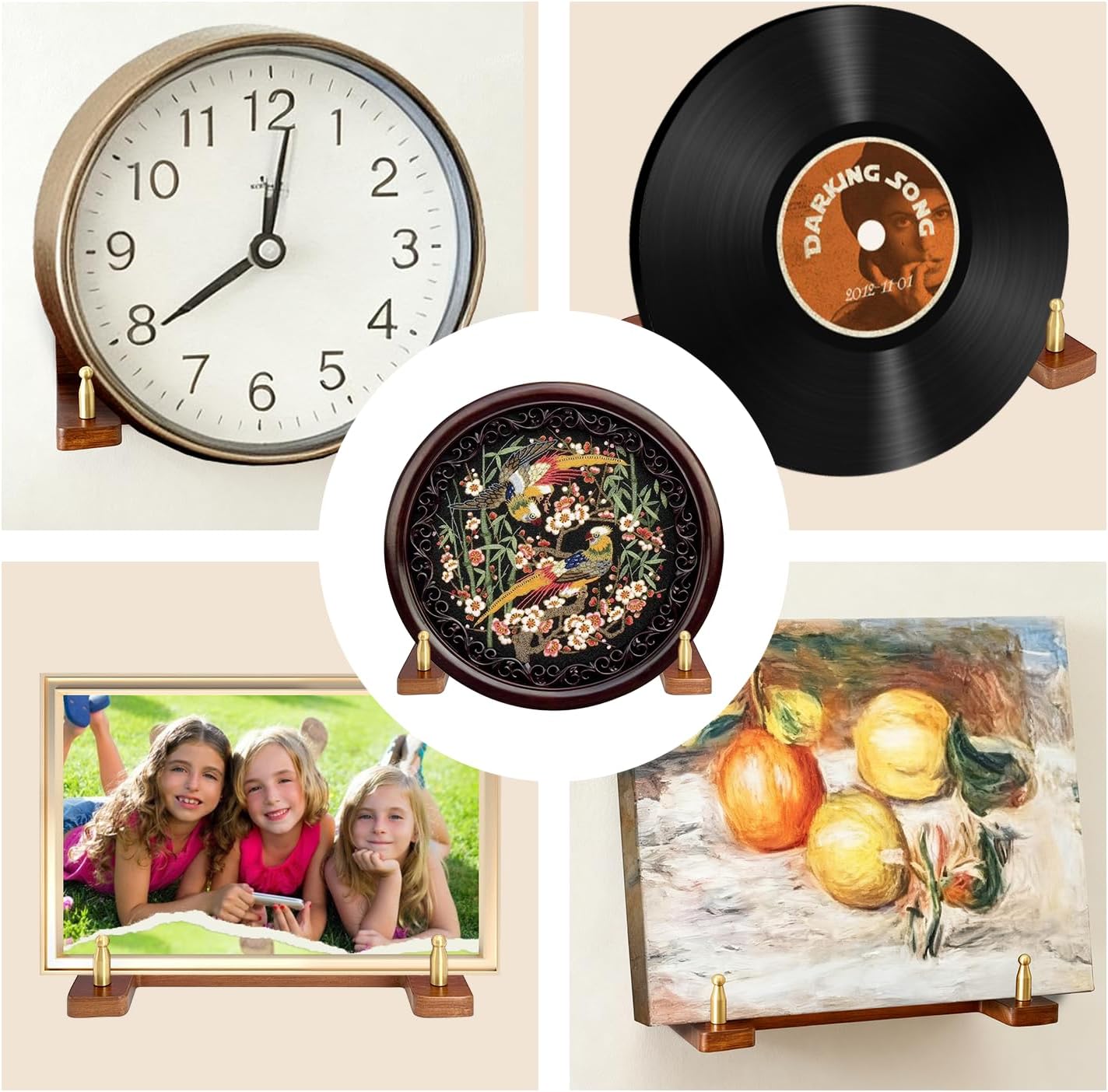 Acacia Wood Plate Hangers for The Wall - Suitable for 6-16 Inch Plates - Decorative Wall Plate Rack for Displaying Photo Frames, Bowls, Certificates & Artwork