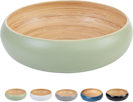 Fruit Bowl For Kitchen Counter, Decorative Bowl, Large Serving Bowl Or Fruit Basket For Kitchen Spun Bamboo (Sage)