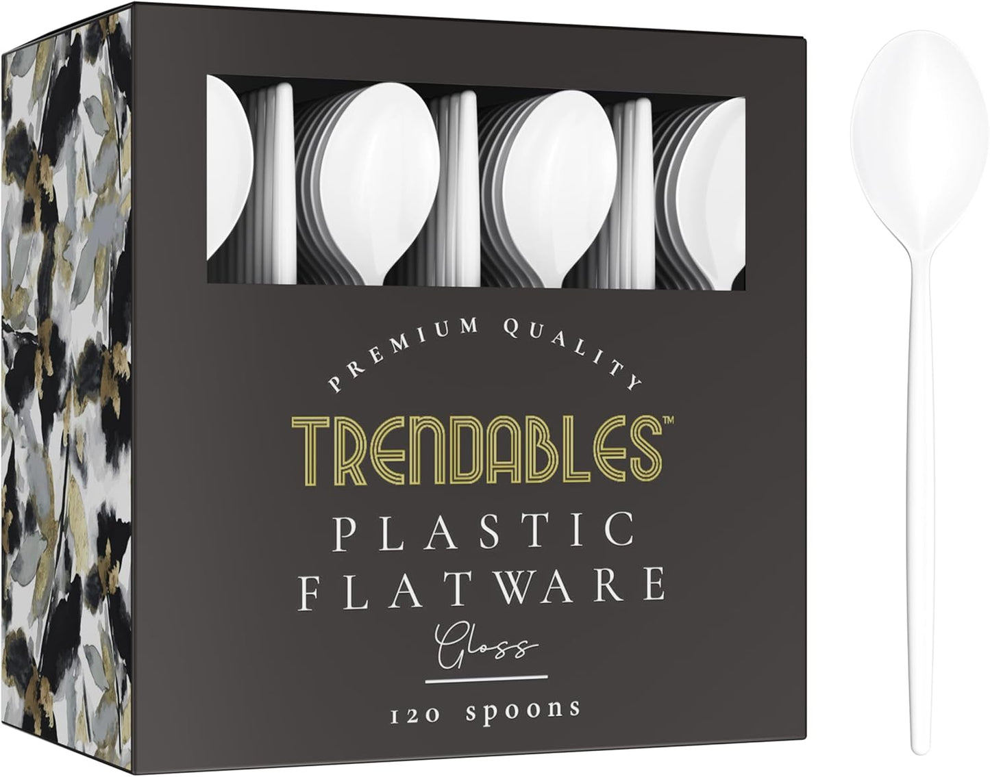 Trendables White Plastic Cutlery - Disposable Spoons & Cutlery Set, 120 Count