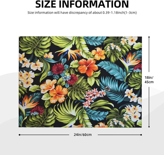 Orange Flowers Hawaii Dish Drying Mat for Kitchen Counter, Floral Flowery 18"x24" Blossom Coffee Bar Dish Drainer Rack Mats Coffee Pot Maker Accessories Decoration Dining Room Pet Feeding Mat Decor