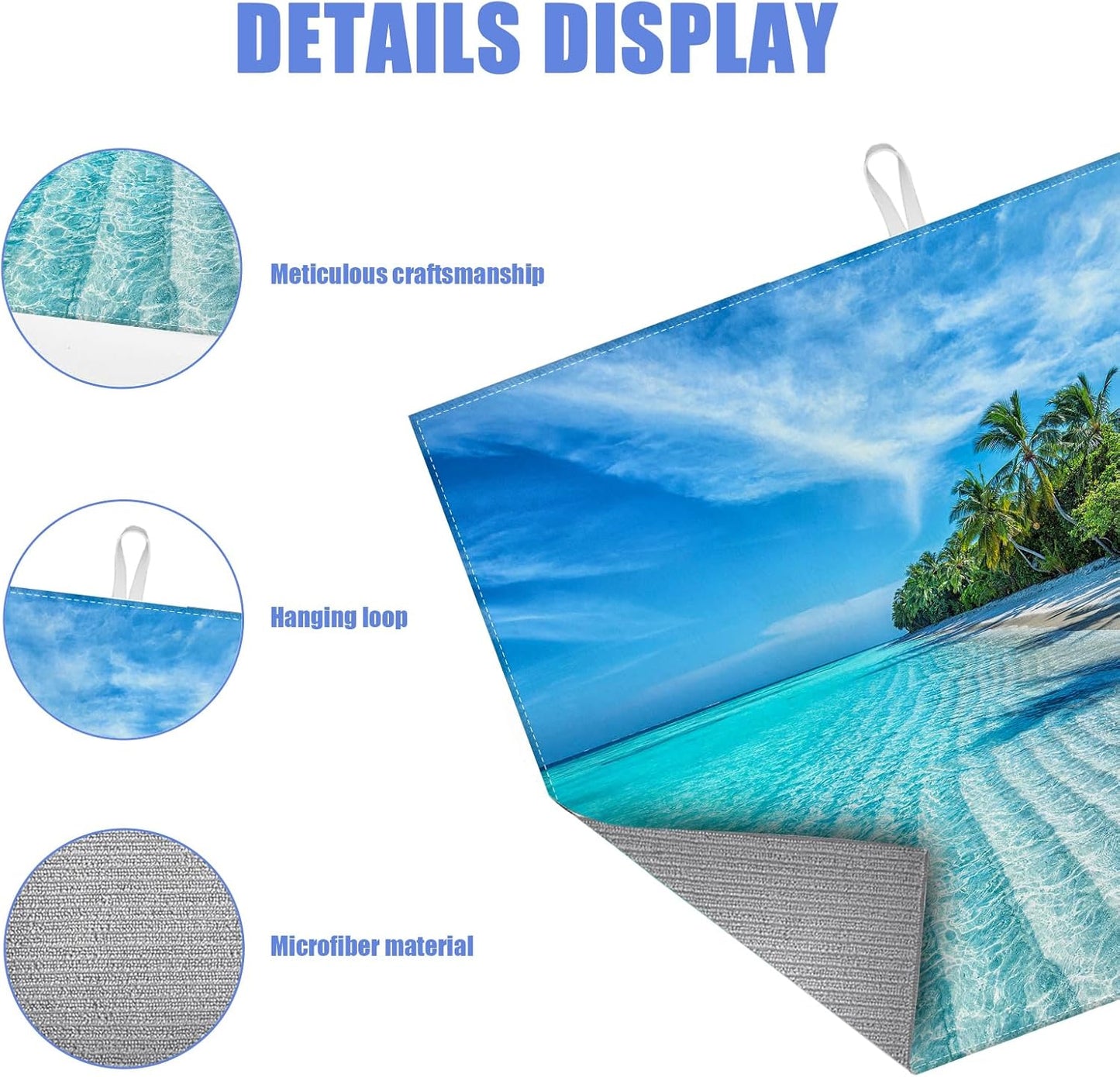 Beach Palm Tree Dish Drying Mat for Kitchen Counter Drying Pad Absorbent Reversible Dish Drainer Rack Mats Draining Pad 18"x24"Inch