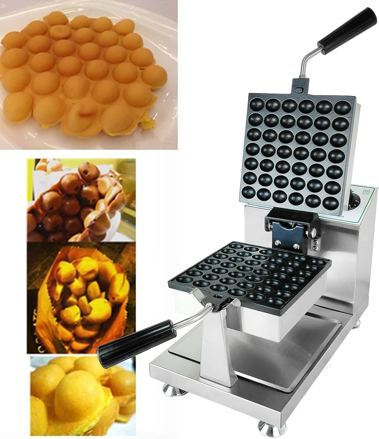 42 PCS Egg Waffle Maker,Non-Stick Bubble Waffle Maker,Commercial Mini Waffle Machine,Adjustable Temp & Time Mini Cake Maker,for Kids and Families (42 PCS)