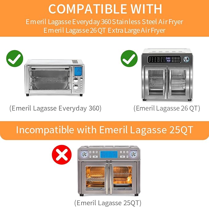 Air Fryer Replacement Tray for Emeril Lagasse Everyday 360 26 QT Extra Large Air Fryer, 12.5''×11.5'' Steel Air Fryer Accessories Grill Pan Plate Replacement Parts Rack