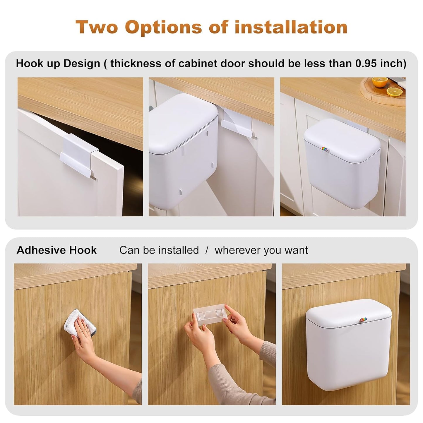 funest 2.6 Gallon Compost Bin Kitchen for Counter Top or Under Sink, Hanging Trash Can for Kitchen/RV/Bathroom/Office/Camping