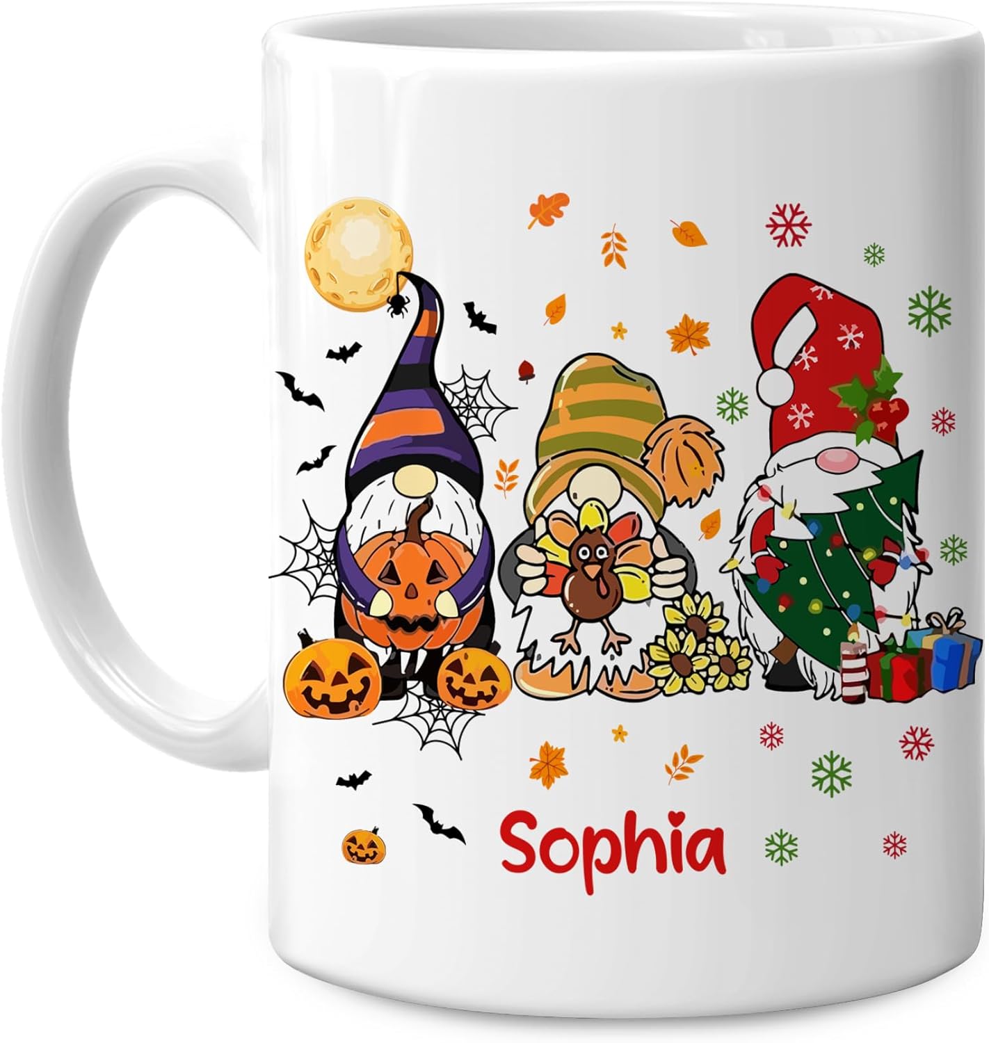 Hyturtle Personalized Gnome Mug Gifts - Gnome Gift - Custom Name Coffee Cup Ceramic Mug 11oz 15oz- Fall Thanksgiving Decor Gift - Halloween Christmas Gifts