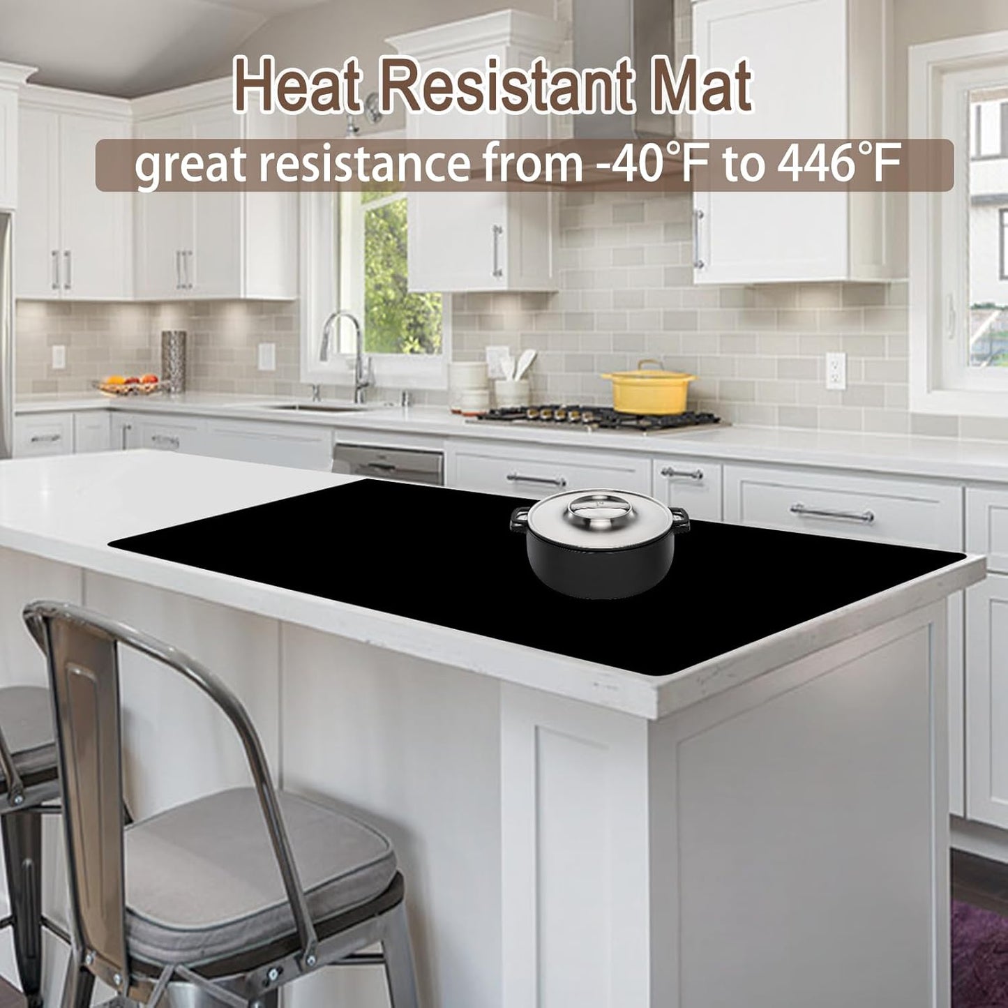 47.3''x23.6''(120cmx60cm) Extra Large Silicone Mat for Kitchen Counter, 1.4MM Thick Non-Slip Heat Resistant Countertop Protector, Waterproof Durable Kitchen Mat for Countertops, Islands (Light Gray)