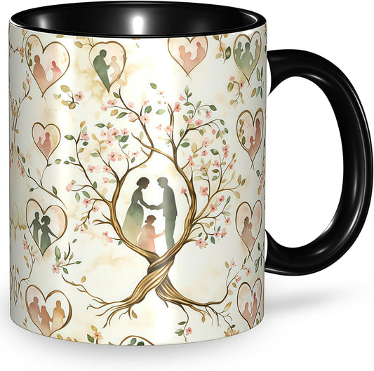 Family Tree Coffee Mug Ceramic Coffee Cup with Handle Microwave Safe for Home or Office Gifts for Women and Men