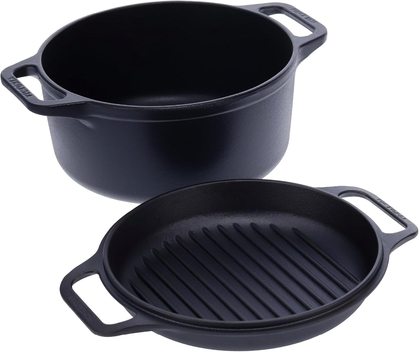 Victoria 6-Quart Cast Iron Combo Cooker, Combination Dutch Oven and Skillet, Made in Colombia, 2-Piece Set